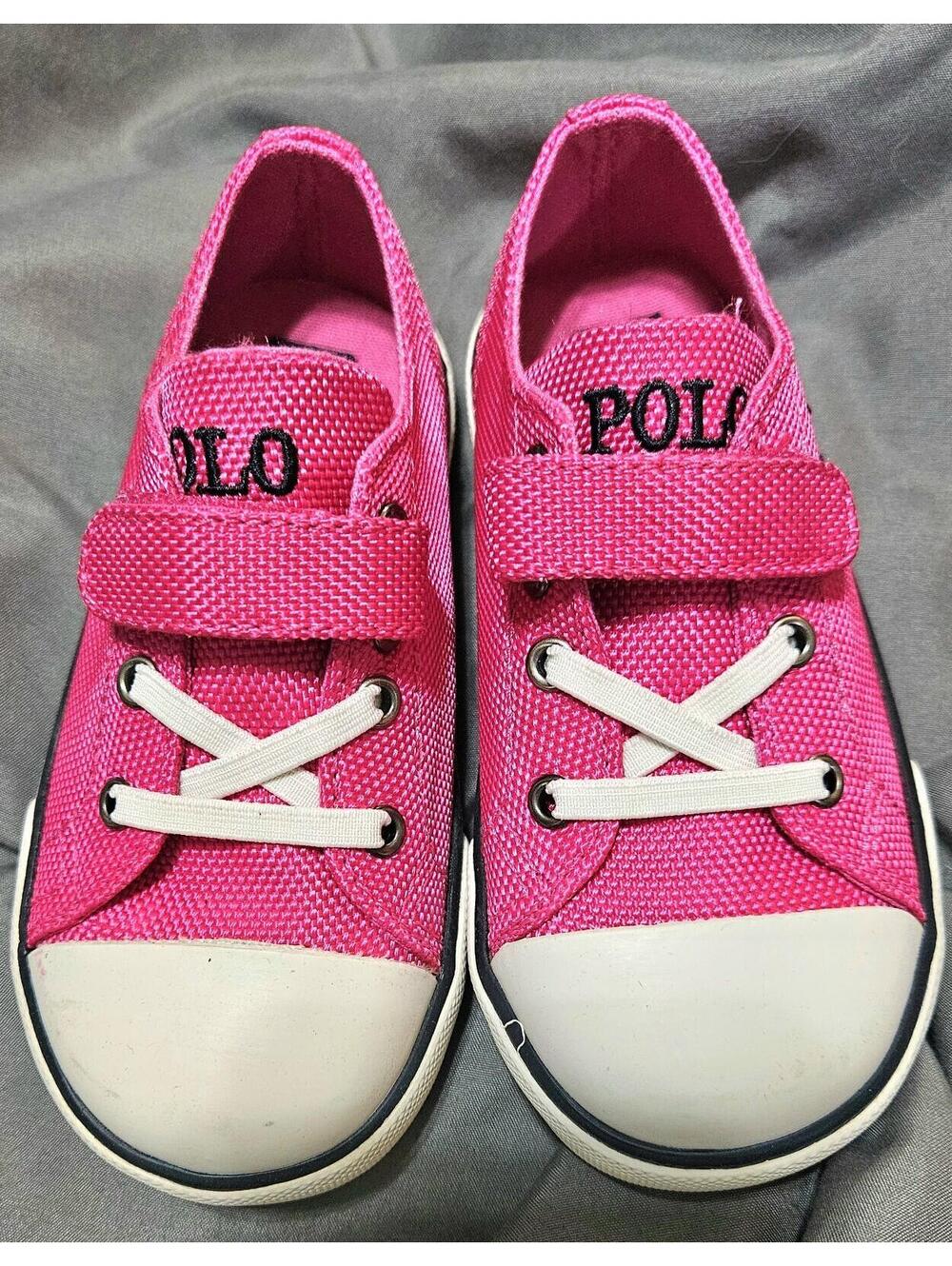 Toddler Ralph Lauren POLO Preppy Pink CARSON EZ CANVAS SNEAKERS Size 8 BNIB